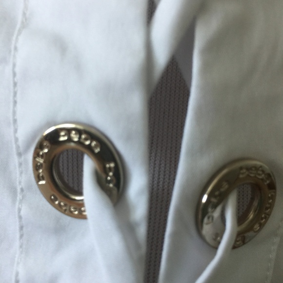 Bebe White Short Sleeve Blouse with Tie-up Detail - Picture 6 of 8